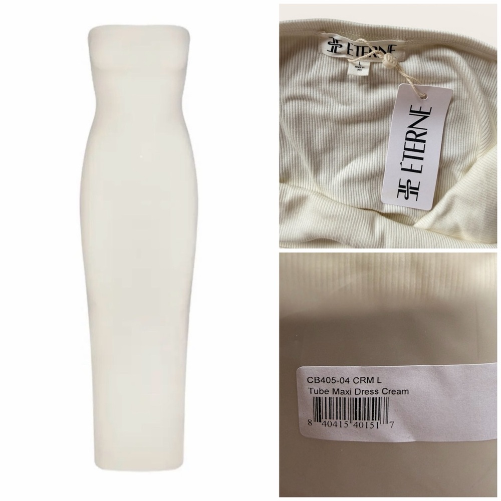 NWT Eterne Tube Maxi Dress in Cream size L Strapless